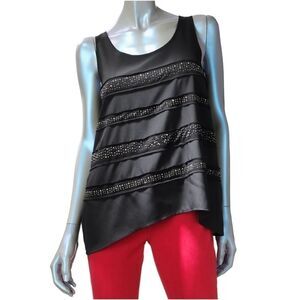 Rock & Republic Black Womens Top SZ Small  Embellished Black Tank